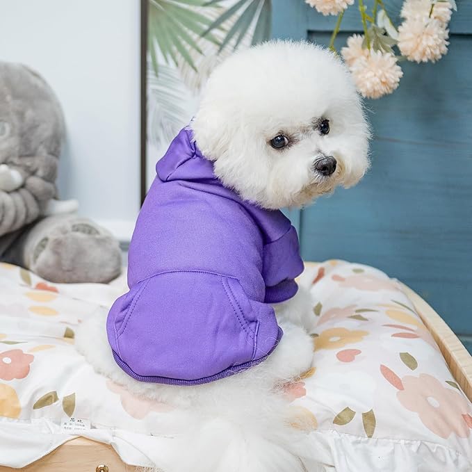 KOOLTAIL Dog Hoodie for Large Medium Small Dogs,Soft and Warm Pet Sweater with Leash Hole and Pocket Boy Girl,Puppy Fall Winter Jacket Clothes,French Pitbull Cold Weather Coat Sweatshirt,Purple S