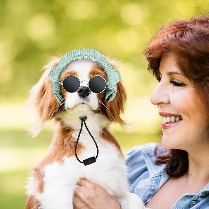 Jadive X-Small Dog Sun Hat with Ear Holes, Dog Cat Sunglasses with Anti-Slip Silicone Rope Baseball Cap Adjustable Puppy Sunbonnet Headdress Beach Visor Hat for Puppies Summer Outdoor(Green)