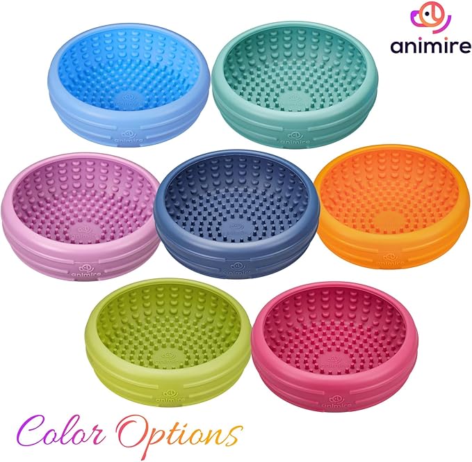 Dog Lick Bowl, Animire Freeze Lick Mat for Dogs, Non-Slip Slow Feeder Licking Bowl Enrichment Treat for Distraction Anxiety Relief, Food Grade Silicone, Dishwasher Safe(Dark Blue,XL)