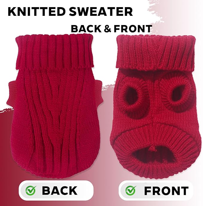 Dog Sweater for Small Dogs Winter Dog Knitted Sweaters Warm Puppy Clothes Turtleneck Pullover Sweater Thick Pet Knitwear for Chihuahua Teacup Yorkie (Wine red, Small)