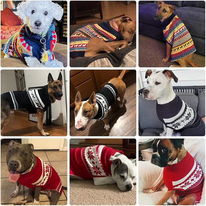 Mihachi Dog Sweater - Winter Coat Apparel Clothes with Colorful Stripes for Cold Weather
