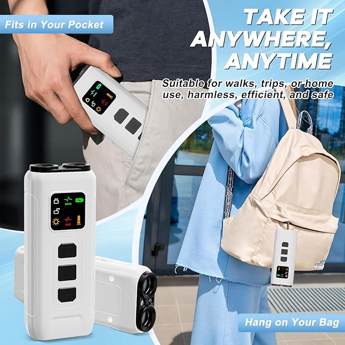 Ultrasonic Dog Bark Deterrent & Anti-Barking Training Device, 3 Modes to Stop Dog Barking, Handheld Tool, Safe, Rechargeable, Compact and Portable, Suitable for Indoor/Outdoor Use(White)