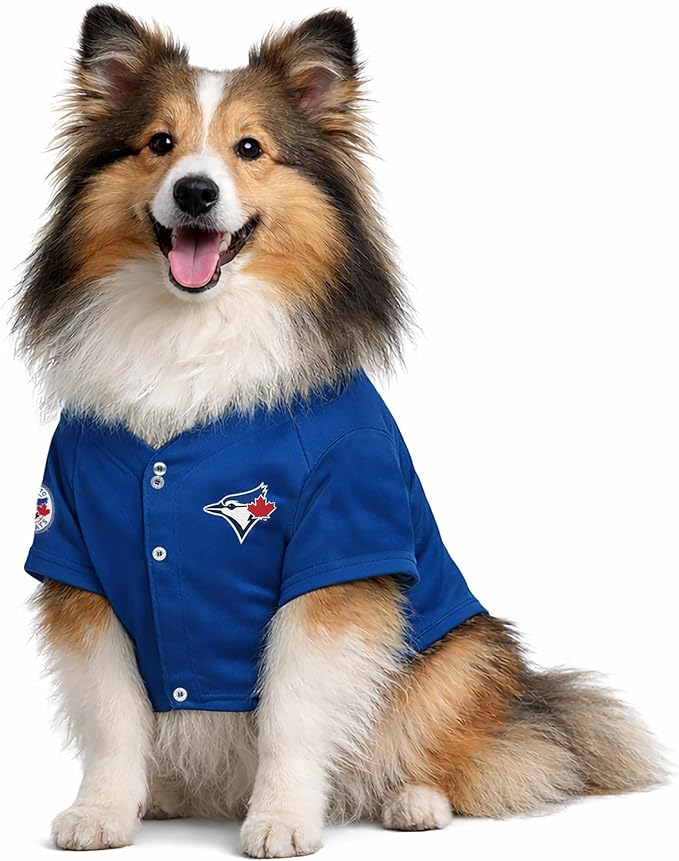 Official MLB Toronto Blue Jays Pet Jersey for Dogs & Cats, Size Small - Stylish Baseball Jersey for Your Furry Fan- Show Off Team Spirit with The Perfect Fan Apparel Gear for Pet, Dog & Cat