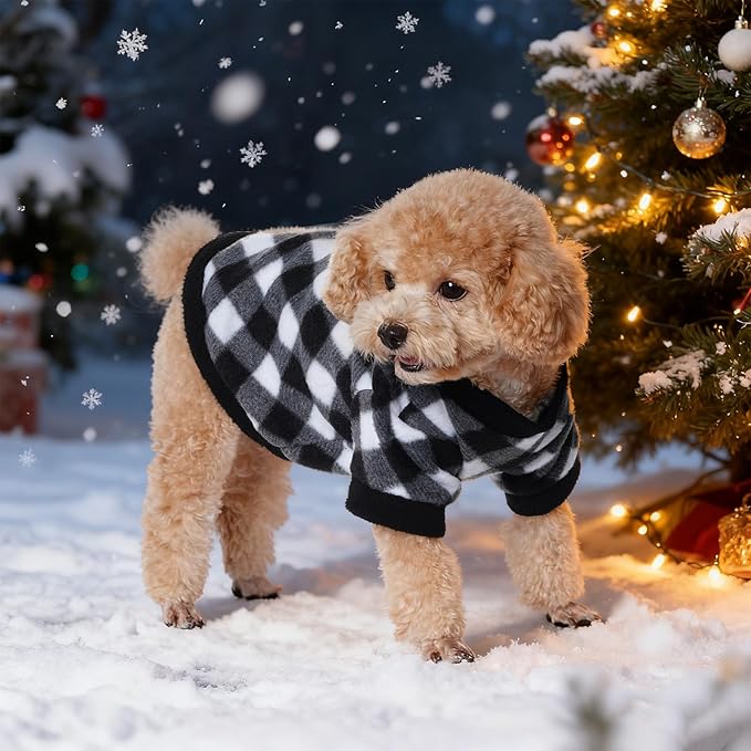 Rbenxia 4 Pcs Dog Fleece Sweaters Puppy, Warm Soft Fleece Sweater Doggie Sweatshirt Dog Pajamas Puppy Clothes for Winter, Small Dogs Cat Pets Outfits(Small)