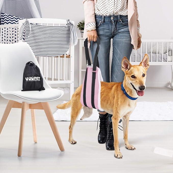 VOOPET Dog Sling, Portable Hip Support Harness Assist Lift Dogs Rear for Canine Aid - Pet Lift Harness for Small, Medium & Large Dogs Hind Leg Support Rehabilitation