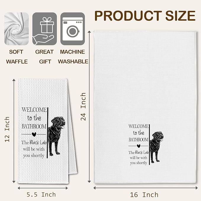 Black Lab Gifts Bathroom Hand Towels, Black Labrador Retriever Dog Owner Lovers Gifts for Women, Funny Dog Decorative Hand Towel for Bathroom Kitchen Decor, 16x24 Inch