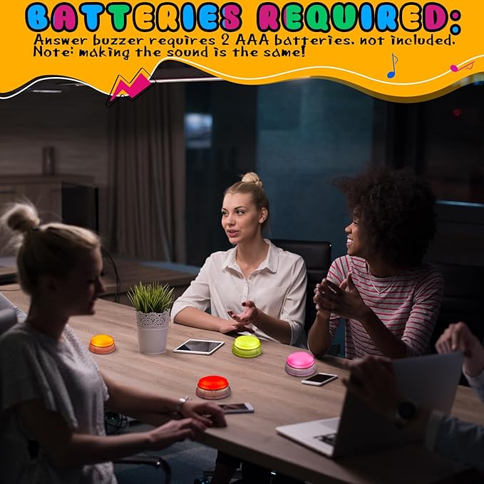 Honoson 8 Pack Recordable Answer Buzzers Button Custom Programmable Sound Buttons Funny Birthday Gifts for Family Trivia Nights Classroom Communication Study Home Office Game(Classic Color)