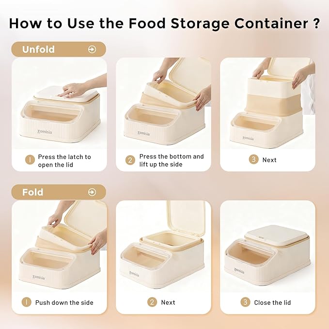 20-30lbs Collapsible Dog Food Storage - First-in, First-out Easy Dispense Base for Freshness, Pet Food Storage Containers with Transparent Lid and Scoop