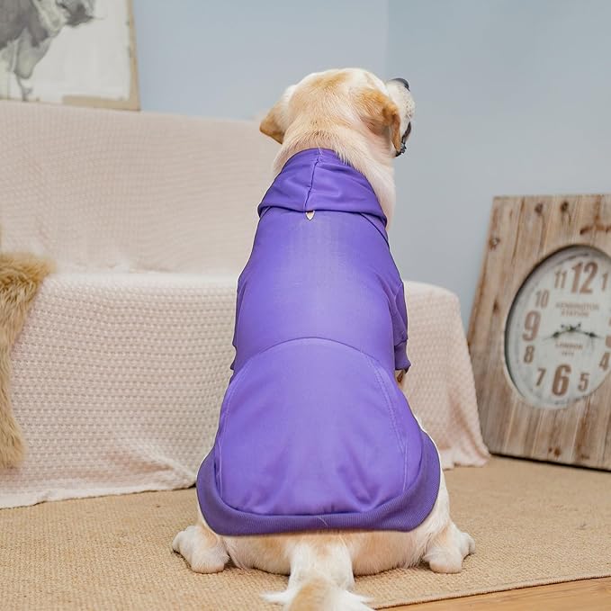KOOLTAIL Dog Hoodie for Large Medium Small Dogs,Soft and Warm Pet Sweater with Leash Hole and Pocket Boy Girl,Puppy Fall Winter Jacket Clothes,French Pitbull Cold Weather Coat Sweatshirt,Purple XL