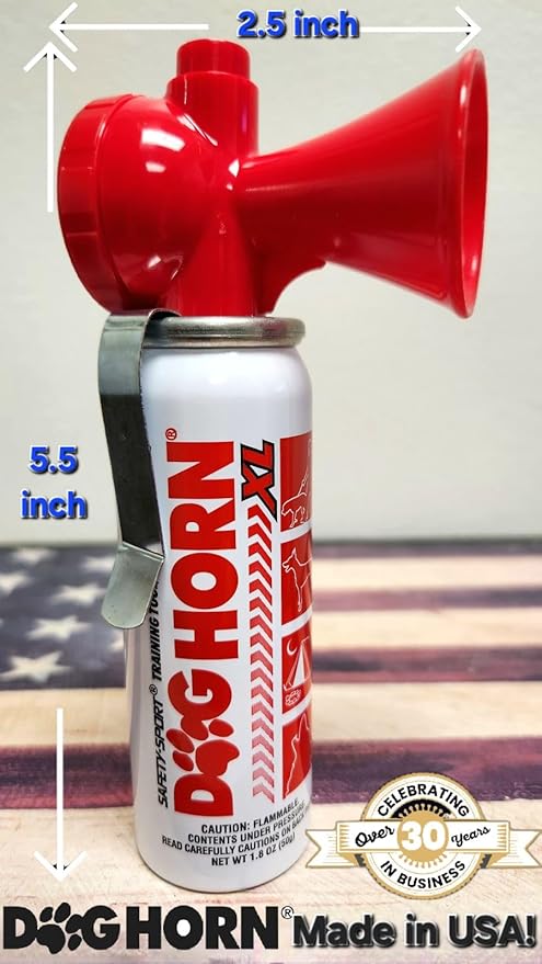 DogHorn XL Air Horn for Dogs. Stop Aggressive Dogs, Scare Coyotes, Bear, & Other Wild Animals! Effective Training Tool & Outdoor Safety Alarm for Hiking, Biking, Camping, Boating, & More! (Pack of 1)