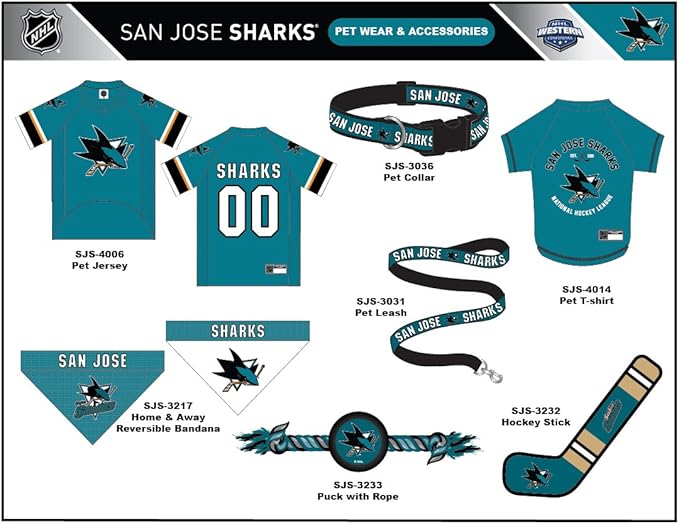 Pets First NHL San Jose Sharks Jersey for Dogs & Cats, X-Small. - Let Your Pet Be A Real NHL Fan!, X-Small Hockey Jersey