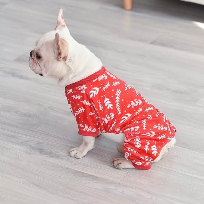 CuteBone Soft & Stretchy Christmas Dog Pajamas - Cozy Pet Jammies Breathable Jumpsuit for Small Dogs - All-Season Comfy Outfit Easy-On Pullover Design - Keeps Pets Warm & Comfortable P18L