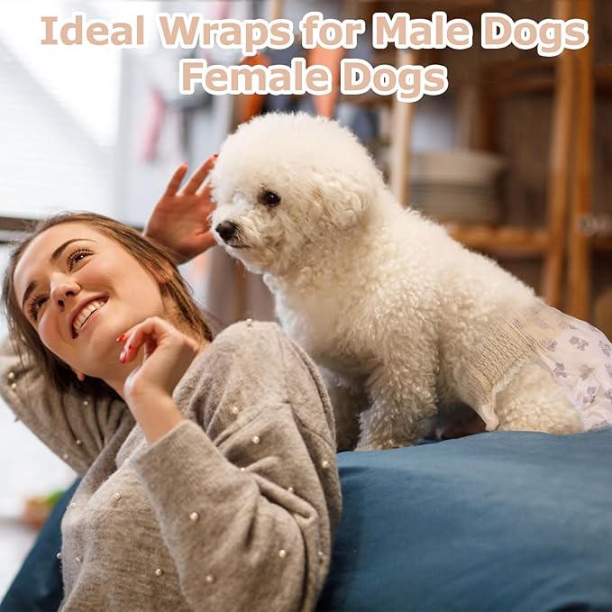 Ambreview Dog Diapers Female, Disposable Diapers for Female Dog with Stretchy Waist, Pull Up Puppy Wraps for Doggie in Heat Period Super Absorbent Leak-Proof Doggy Diaper for Dogs 10PCS (XS)
