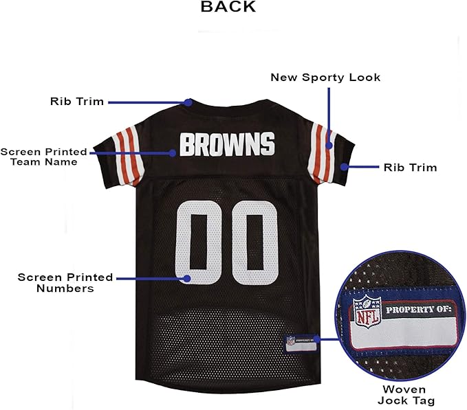 Pets First NFL Cleveland Browns Dog Jersey, Size Medium, Football Shirt Costume for Pet, Dog Sports T-Shirt, NFL Team Clothing for Cats, Licensed Pet Apparel Available in 7 Sizes and 32 Teams