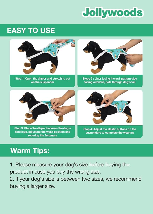 3 Pack Washable Female Dog Diaper Onesie Sanitary Pantie with Adjustable Suspender, Reusable Fixed Doggie Diapers, Super Absorbent Leakproof for Small Medium Large Dog in Heat Cycle M