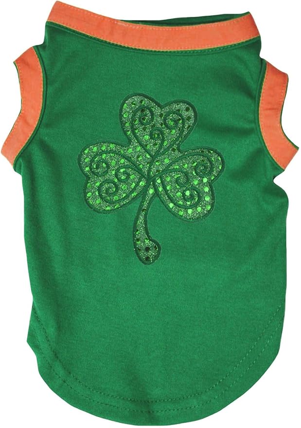 Petitebella Green Sequins Clover Puppy Dog Shirt (Green, XX-Large)