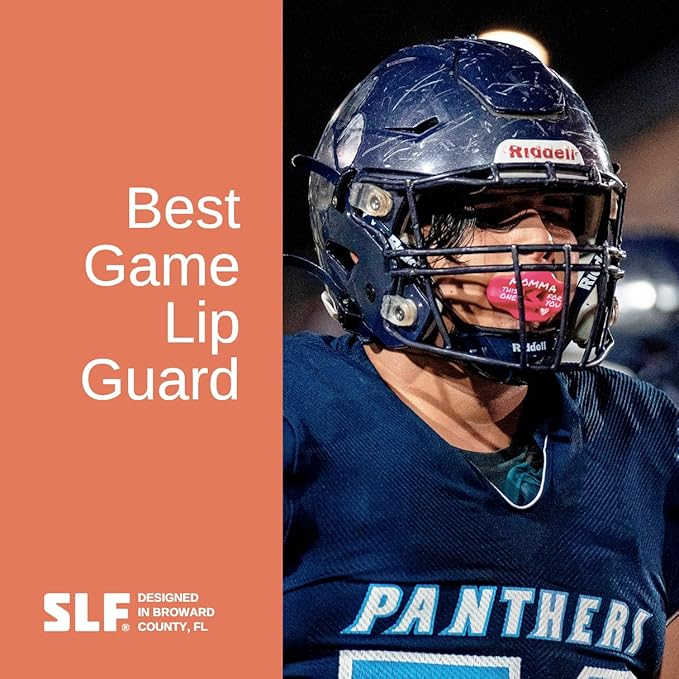 SLEEFS Football Mouth Guard - Lip/Mouthguard with Helmet Strap - Lip/Teeth Protector Mouthpiece - No Boil - for Youth/Adults, Maximum Air Flow, for All Sports - Momma This One for You