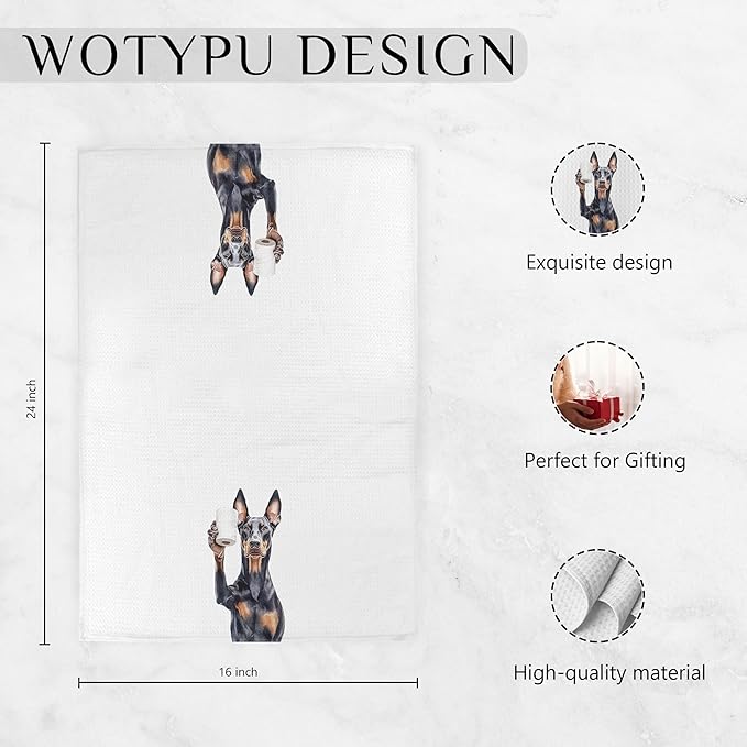 Funny Doberman Gifts Bathroom Hand Towels, Doberman Dog Lovers Gifts Decorative Hand Towels for Kids Guest Bathroom Washroom Half Bath, 16X24 Inch