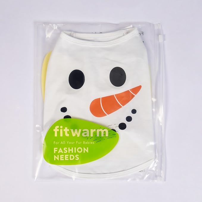 Fitwarm Snowman Dog Christmas Outfit, Holiday Dog Clothes for Small Dogs Boy Girl, Cute Pet Shirt, Black, White, Orange, XL
