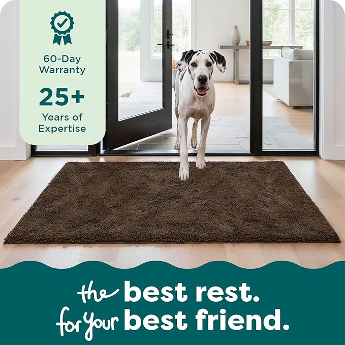 Furhaven 60" x 48" Highly Absorbent Dog Door Mat for Muddy Paws, 100% Washable, Perfect for Entryway, Kitchen, & Bathroom Use - Chenille Shammy Rug - Mud (Brown), Jumbo Plus/XXXL
