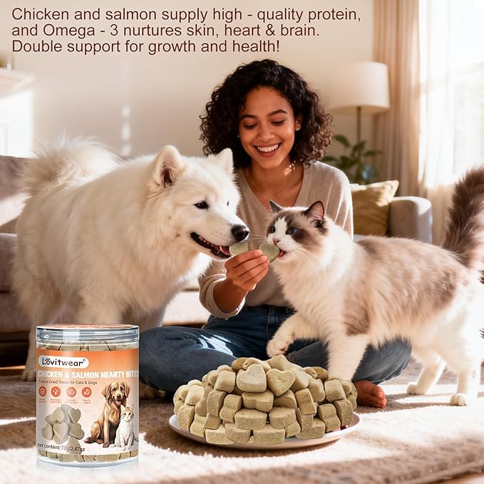Freeze - Dried Chicken Salmon for Cats and Dogs - Premium Quality, All - Natural Pet Treats (Chicken)