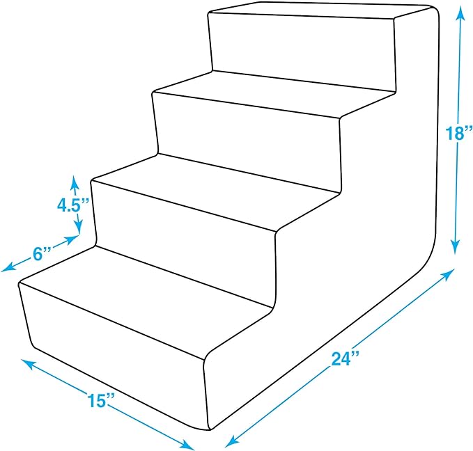 Best Pet Supplies Dog Stairs & Steps - Foam Steps for Small Dogs & Cats, Non-Slip Indoor Balanced Pet Step Support, Dog Ramp, No Assembly, Dark Brown, 4-Step (18-inch Height)
