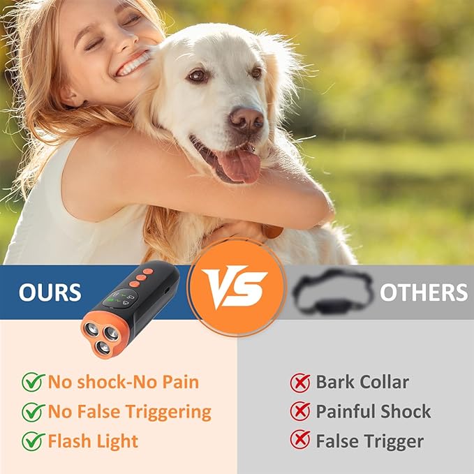 Dog Bark Deterrent Devices, 35FT Range Ultrasonic Anti Barking Device for Dogs, 3X Barks No More Indoors Neighbor Outdoors Safe & Humane Compact Box Bark Control for Dog Behavior Correct