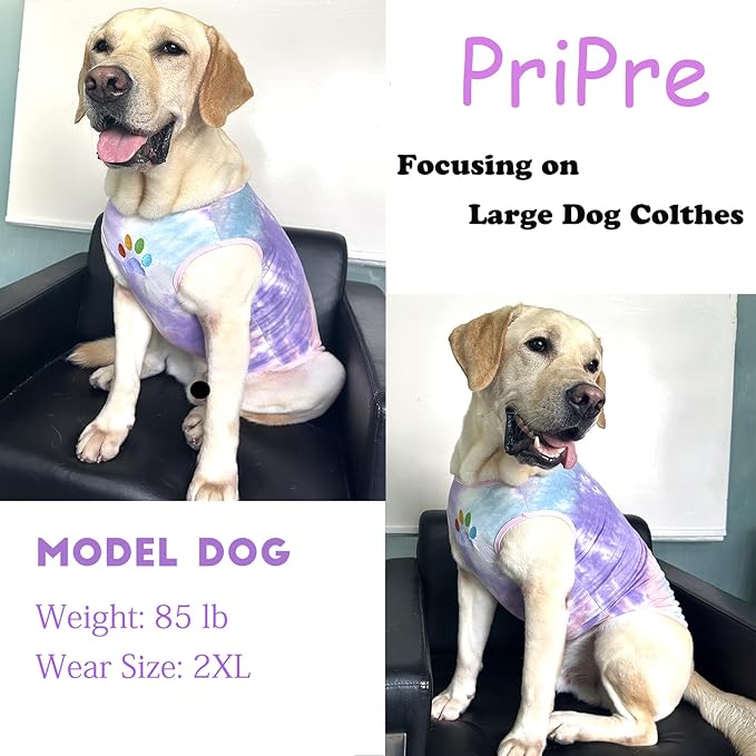 Dog Vest Summer Shirt Tie Dye Clothes Cool Breathable Cotton T-Shirt Medium Dogs Boys Girls Shirt M