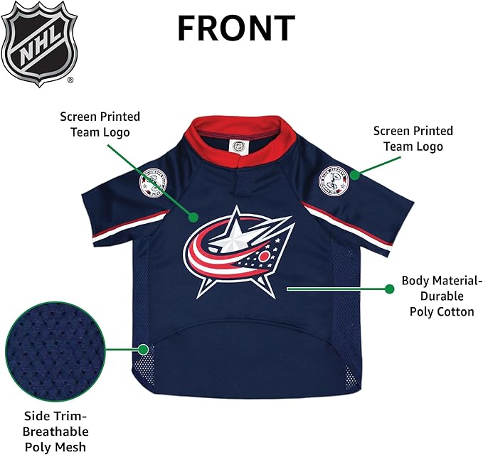 Pets First NHL Columbus Blue Jackets Jersey for Dogs & Cats, X-Large. - Let Your Pet Be A Real NHL Fan!