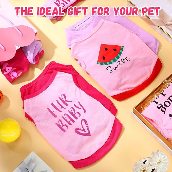 Reginary 8 Pieces Dog Shirts Girl Small Dog Clothes for Chihuahuas Yorkies Female Puppy Shirts Printed Pet Outfit Cute Breathable Soft Valentine's Day Doggie Cat Lovers Gift(Cute Pattern,Size M)