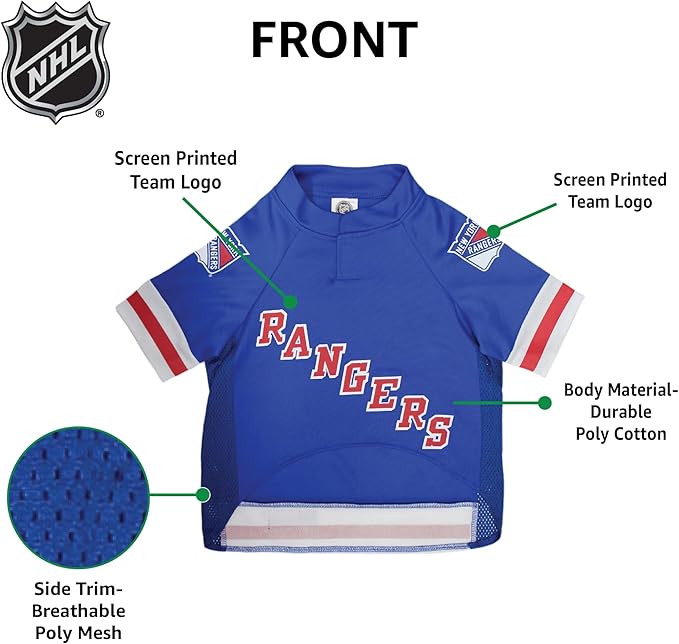 Pets First NHL New York Rangers Jersey for Dogs & Cats, X-Large. - Let Your Pet Be A Real NHL Fan!