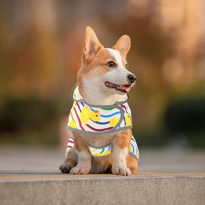 Dog Raincoat for Large Dogs Waterproof Jacket Hooded Rain Coats with Reflective Strips Leash Hole & Poncho Adjustable Fit (Rainbow,XL)