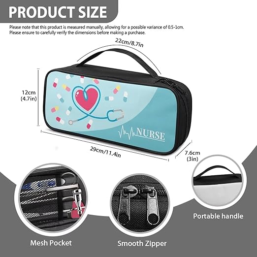 Gomyblomy Universal Stethoscope Case Compatible with Most Stethoscopes, Portable Stethoscope Holder Storage Bag with Extra Room for Nurse and Doctors, Cartoon Stethoscope Print