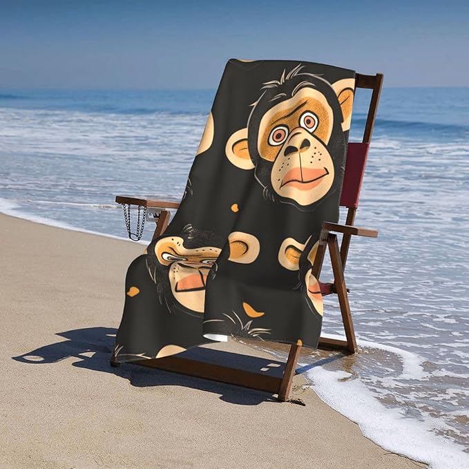 Monkey Beach Towel 31inx51in, Animal Sand-Free Microfiber Bath Towel Ultra Soft Quick Dry Pool Towel Absorbent Towel Lightweight Towel for Swimming Bathroom Decor