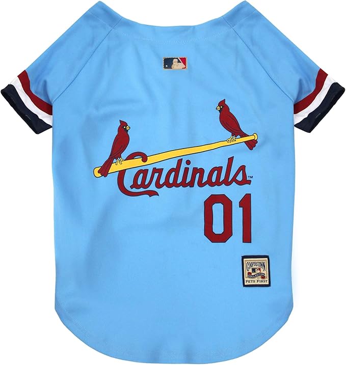 MLB ST. Louis Cardinals Vintage Throwback Jersey for Dogs & Cats in Team Color. Comfortable Polycotton Material, Extra Small