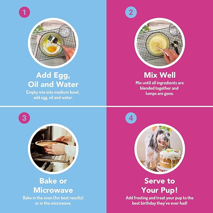 Puppy Cake Peanut Butter Dog Birthday Cake Mix with Icing - Wheat-Free, Easy to Bake/Microwave - Natural Ingredients - Made in The USA