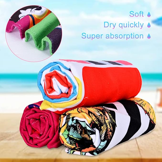 LIVILAN Dog Beach Towel, Playful Pups Design, Soft Quick-Dry Microfiber, Sand-Free 24" x 48" Small for Pool, Bath, Swim, Ideal for Women, Girls, Kids, Perfect Home Decor & Gift