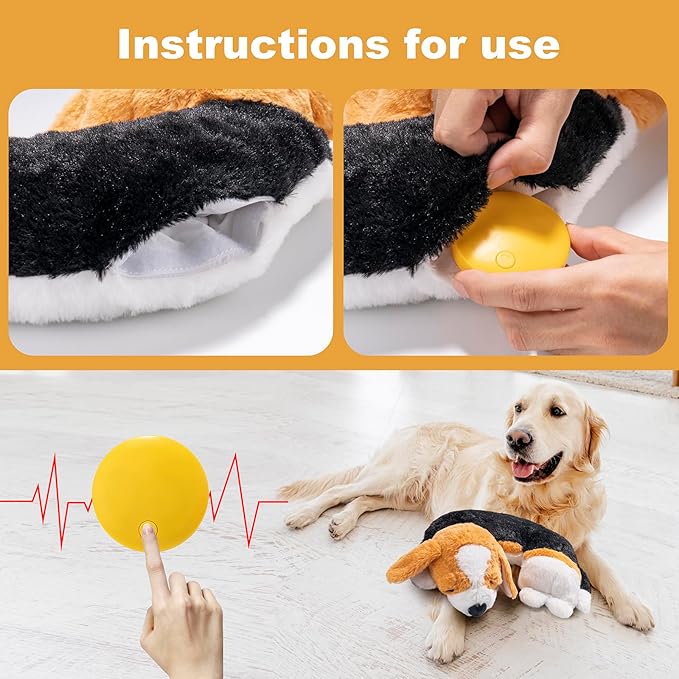 Puppy Toys, Heartbeat Toy for Puppy Dog Anxiety Relief, Heartbeat Stuffed Animal for Comfort Sleep Aid Crate Training Calming Aid, Puppy Essentials Gifts