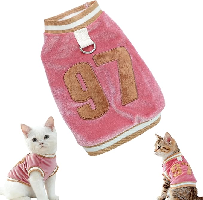 Dog&Cat Jersey,Pet Sport Clothes for Dogs&Cats,Number 97,Soft Warm Cotton Blend Sweatshirt for Fall&Winter, Breathable Cozy Pet Sports Shirt, Durable Outdoor Daily Wear (Pink, S)