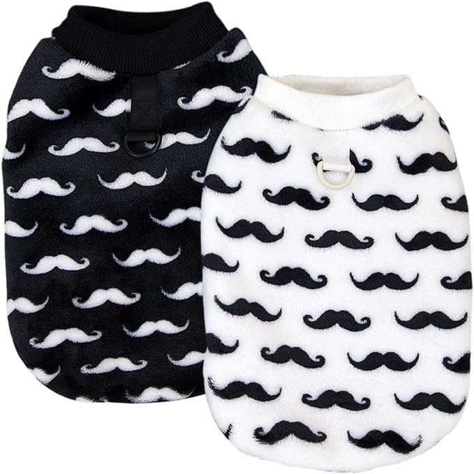 Pet Pullover Dog Sweater Cute Winter Puppy Clothes for Small Dogs Cats Warm Dog Knitwear Outfits Doggy Knitted Clothing with D-Ring, 2 Pack, Black White, X-Large