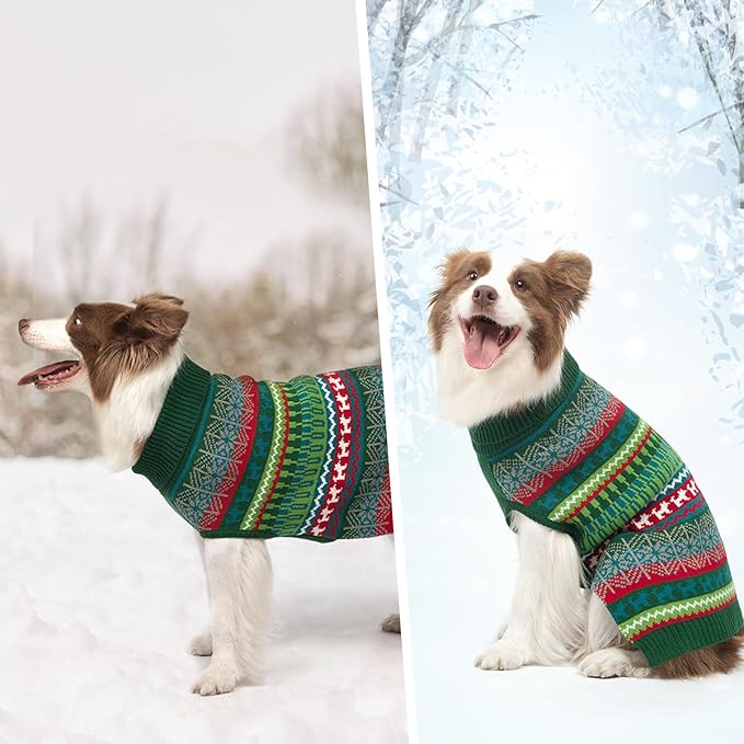 Mihachi Dog Sweater - Winter Coat Apparel Clothes with Colorful Stripes for Cold Weather