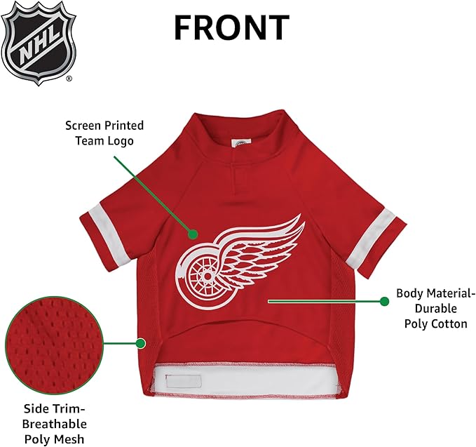 Pets First NHL Detroit Red Wings Jersey for Dogs & Cats, X-Large. - Let Your Pet Be A Real NHL Fan!