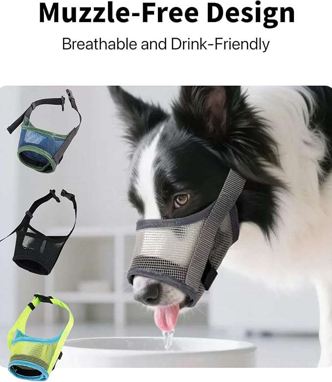 2 Pack Dog Muzzle, Soft Nylon Air Mesh Breathable Pet Safety Muzzle with Nose Protection for Medium Large Dogs, Helps Prevent Biting Barking Chewing