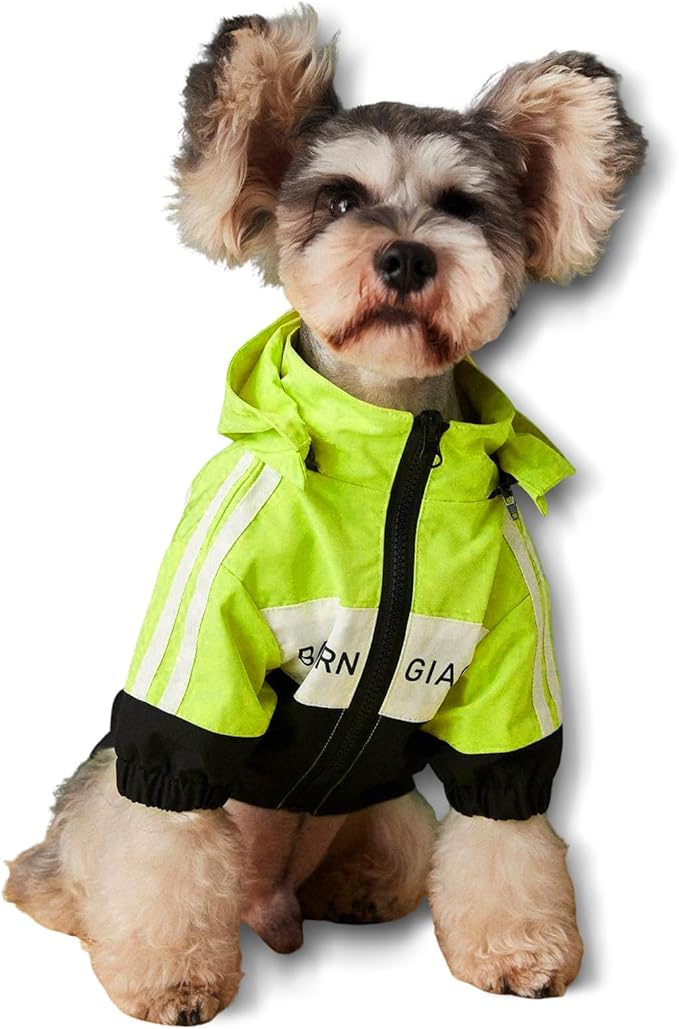 Dog Raincoat, Waterproof Dog Rain Jacket with Detachable Hood, Rain Coat with Smooth Zipper, Elastic Cuff for Dogs, Outdoor Adventures/Walking Lightweight Puppy