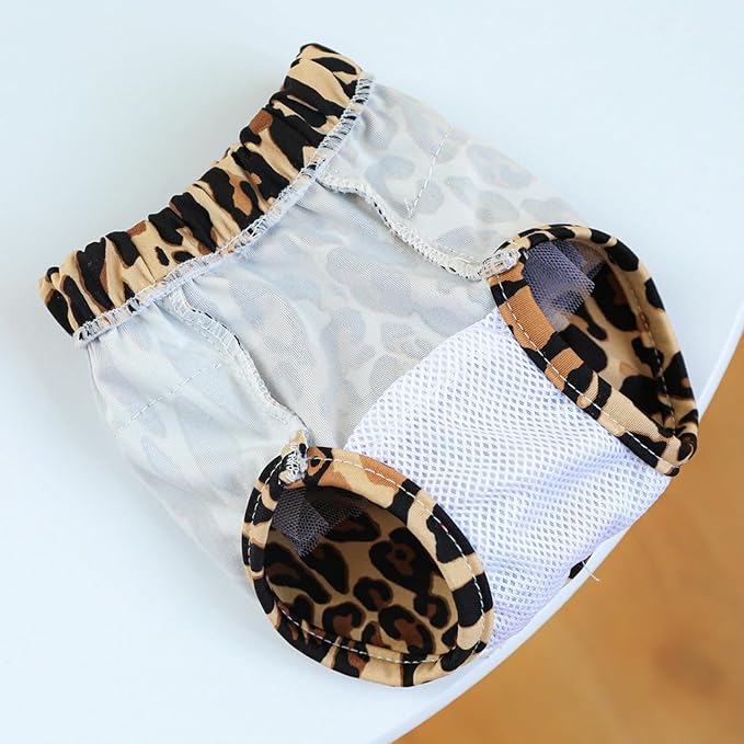 Generic Dog Diapers Female Washable Washable Reusable Female Dog Diapers for Small Medium Size for Dog Diapers Female,Dog Period Panties Diapers Girl Adjustable Elastic Dog Diapers for Heat Leopard M