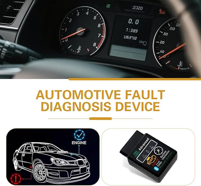 Car Bluetooth OBD2 Diagnostic Tool, ELM327 V2.1 Code Reader for Real-time Monitoring, Mini Anti-interference Scanner for Reset Clear Engine Light, Universal for IOS Android Windows (Black)