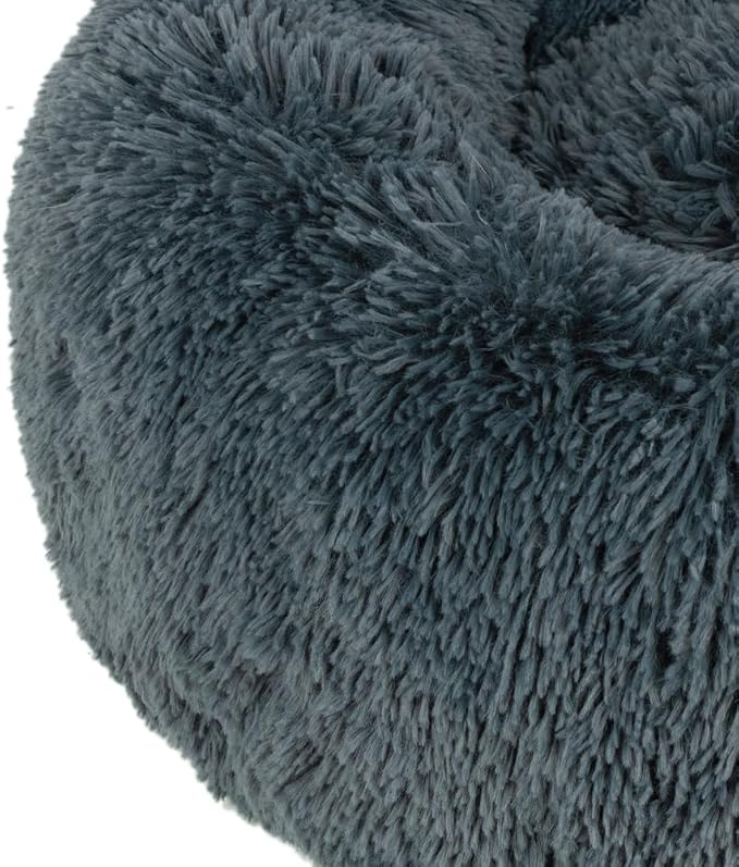 Best Pet Supplies Round Calming Dog Bed for Small, Medium & Large Dogs, Plush Donut Cuddler Pet Bed w/Raised Rim for Head, Neck Support, Anti-Slip Bottom Washable Bed - Gray, 20 x 20 x 6