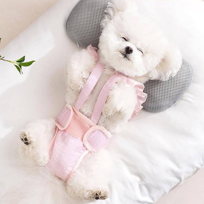 HDKUW Female Dog Diaper with Suspender, Washable Sanitary Pantie Reusable Puppy Sanitary Pants Pet Underwear Diapers Jumpsuits for Small Dogs Girl in Heat Period Pink M
