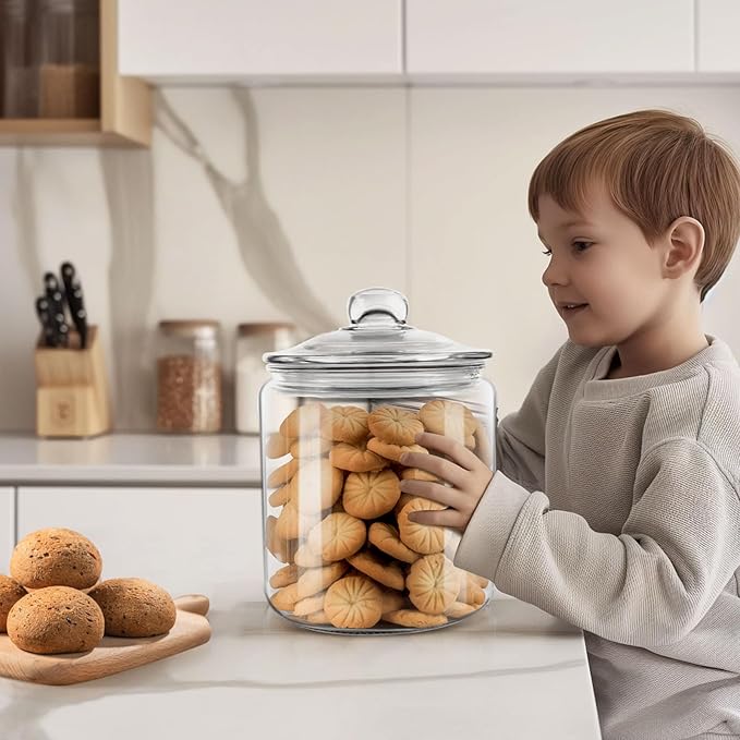 Masthome 1 Gallon Glass Jar with Lid,Large Glass Cookie Jar,Wide Mouth,Dishwasher Safe,Large Clear Jar,Storage Containers with Lids For Flour,Nuts,Cookies,Snacks