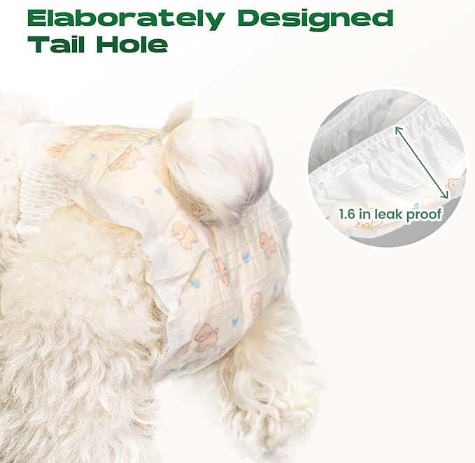 Disposable Dog Diapers Female, 360°Leak-Proof Full Wrap Stretchy Waist, Highly Absorbent Diapers for Female Dog in Heat, Dog Diapers for Period (S 10PCS)